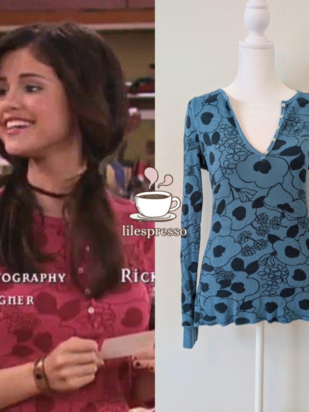 RARE splendid floral henley top ALT ASO alex russo wowp (medium)